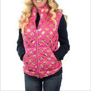 NWT Simply Southern Medium Elephant Vest Pink Gold